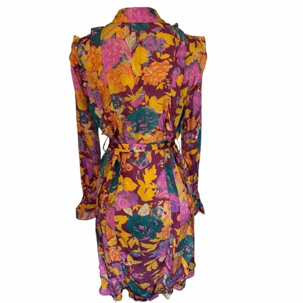 Sundance multicolored Floral long sleeve button up Dress xs NWT - Picture 2 of 6